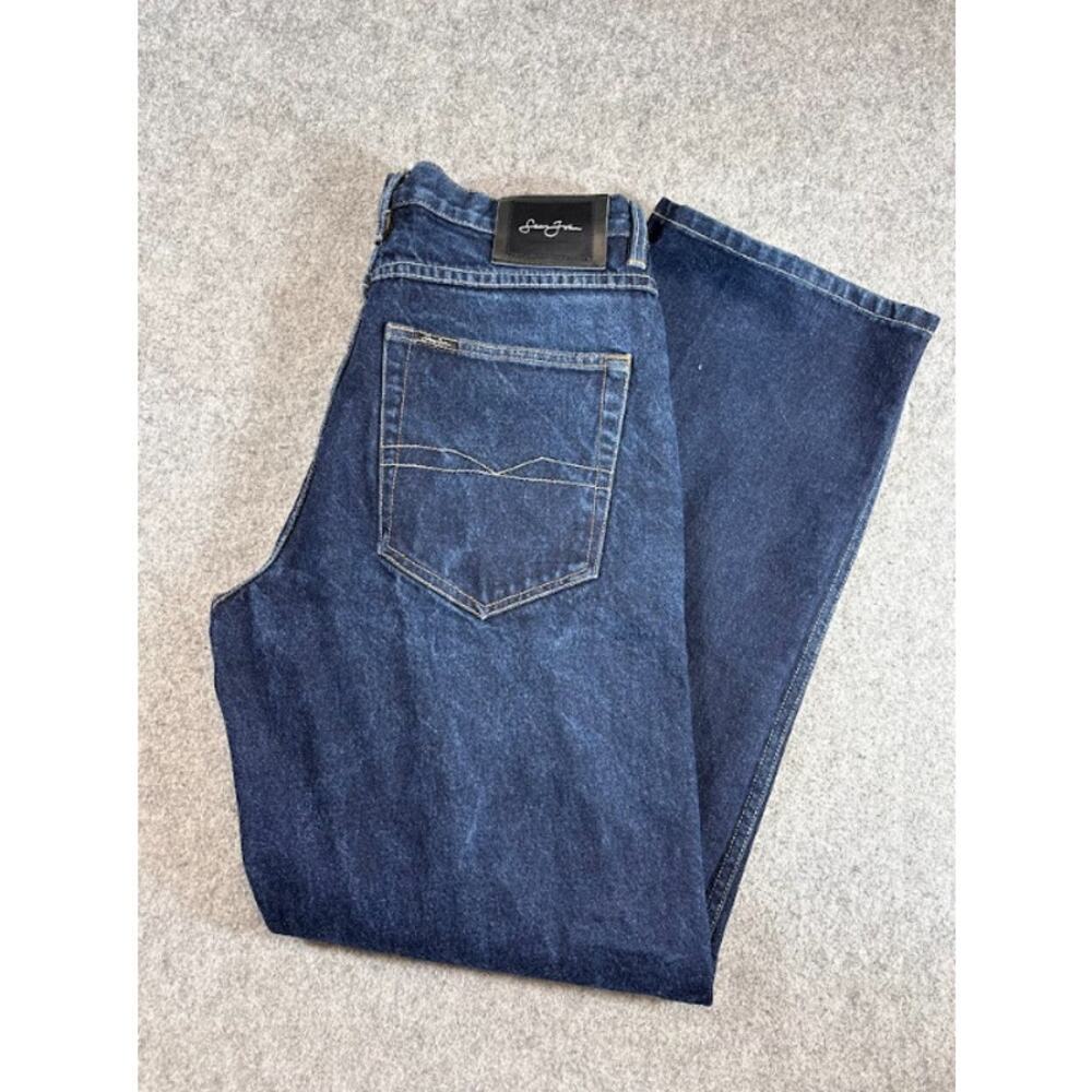 Vintage Y2K Sean John Baggy Jeans Men 34 Blue Wide Leg Hip Hop Skater Streetwear - Picture 3 of 8